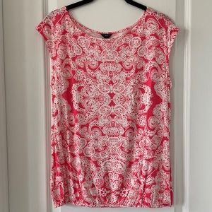 ANN TAYLOR Hot Pink Rayon/Lyocell Blend Lace Print Sleeveless Top Size MP